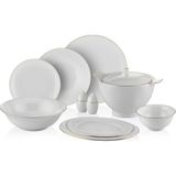Royal London Amanda Gold Bone China 60 Parça 12 Kişilik Yemek Takımı - Beyaz - Standart