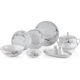Royal London Bolivia Marble Bone China 60 Parça Yemek Takımı - Beyaz - Standart