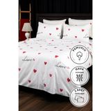 Royal Love Lastikli Çarşaflı Çift Kişilik Nevresim Takımı - Beyaz - 200 x 220 cm