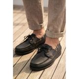 Royal Marine Siyah Premium Deri Erkek Loafer - El İşçiliği Özel Tasarım Klasik Gemi Ayakkabısı (Boat Shoe) Serisi