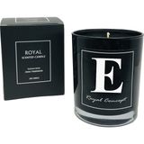 Royal Mum E Harf Bardak Mum Pudra Kokulu 7 cm Çap 9 cm Boy Büyük Boy Parfümlü