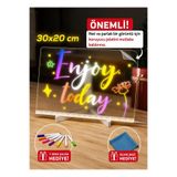 Royal Rain Store Shopexxtra LED Işıklı Şeffaf Çizim Tableti ve Yazı Tahtası - 30x20 cm, Ayarlanabilir Standlı Akrilik Not Panosu, USB Güçlü Eğitici Çocuk Boyama Seti, 7 Renkli Kalem ve Temizleme Bezi Hediyeli