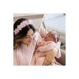 ROYAL ROX Boncuk İşlemeli Şeker Pembe Lohusa Tacı ve Yenidoğan Bebek Bandı – Pudra Pembe Anne Bebek Hastane Çıkışı Seti