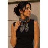 Royal Saray Desen Siyah-Gold Soft Bandana Fular 50x50 cm