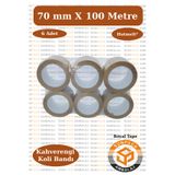 Royal Tape Koli Bandı 70mm X 100m Hotmelt Kahverengi (6 Adet) - Güçlü Yapışkanlı Koli Bandı