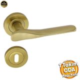 Royal Titanyum Gold Oda Kapi Kolu Daire Rozetli Surgulu Ve Celik Kapi Kulpu Uyumlu Sag Sol Kollari