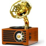 Royal Trend Gramafon Mini Nostalji Radyo,bluetooth Nostaljik Trend Radyo - Kahverengi
