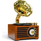Royal Trend Mini Nostaljik Gramafon Radyo,şık Tasarım Gramafon Nostalji Radyo - Kahverengi