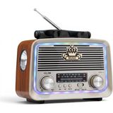 Royal Trend Nostalji Güneş Panelli Mini Radyo,fenerli Ledli Mini Bluetooth Radyo - Kahverengi
