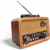 Royal Trend Nostaljik Eskitme Radyo Günei Panelli Askılı ve Telefon Tutma Özellikli Nostalji Radyo - Kahverengi