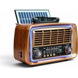 Royal Trend Nostaljik Güneş Panelli Radyo,ledli Trend Tasarım Bluetooth Nostalji Radyo - Kahverengi