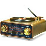 Royal Trend Nostaljik Trend Radyo,plakçalar Görünüm Bluetooth Nostalji Radyo - Bej - Gold