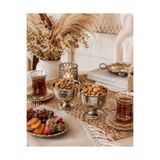 RoyalDecorHome 2'li Gümüş Renk Metal Ayaklı Çerezlik, Dondurmalık & Lokumluk - Darbe Desenli Sunum Kasesi
