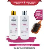 Royal'e Professional Argan Keratin Maske ve Şampuan 500ML+AHŞAP Tarak