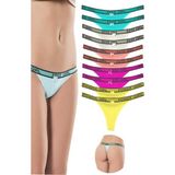 Royaleks 10 Adet Beli Yazılı Pamuk Kadın Tanga String Külot