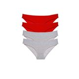 Royaleks 4 Adet Eko Set Likralı Slip Kırmızı Gri Kadın Külot
