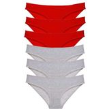 Royaleks 6 Adet Eko Set Likralı Kırmızı Gri Kadın Slip Külot