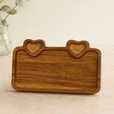 Royaleks Akasya Ahşap Servis Tepsisi 25X14 cm (Kulplu, Kalp Bölmeli)