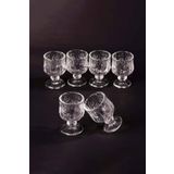 Royaleks Ayaklı Kahve Yanı Bardağı Kristal Kesim Shot Bardak 7cm x 4 cm 6 Lı Set RT-RYL-HMCM1011