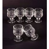 Royaleks Ayaklı Kahve Yanı Bardağı Kristal Kesim Shot Bardak 7cm x 4 cm 6 Lı Set