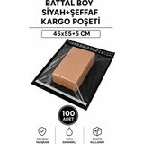 Royaleks Battal Boy Siyah Şeffaf Kargo Poşeti 45X55+5 cm 100 Adet