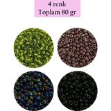 Royaleks BNC422 8/0 3 mm 4 Renk Toplam 80 gr Dökme Cam Kum Boncuk