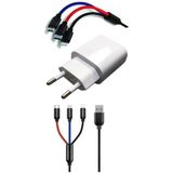Royaleks Çoklu Hızlı Şarj Kablosu ve Hızlı Şarj Soketi Type-C Mikro Iphone Uyumlu 1.2 Metre 3A - Beyaz