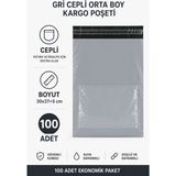 Royaleks Gri Cepli Orta Boy Kargo Poşeti 30X37+5 cm 100 Adet