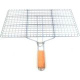 Royaleks Group Ahşap Saplı Mangal Izgarası Galvanizli Paslanmaz Kafes Demir 25 x 40 cm
