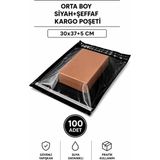 Royaleks Orta Boy Siyah Şeffaf Kargo Poşeti 30X37+5 cm 100 Adet