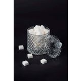 Royaleks RYL-HMCM1010 Kristal 8x8 cm Desen Noktalı Işleme Kapaklı Çay Sunum Şekerlik