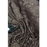 Royaleks RYL-MNF3003-02 Abiye Nişan Düğün Siyah Bakır Sakallı Çizgili Pullu Payet Kumaş