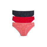 Royaleks S81 3 Adet Önü Dantelli Transparan Kadın Slip Külot
