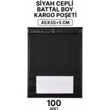 Royaleks Siyah Cepli Battal Boy Kargo Poşeti 45X55+5 cm 100 Adet
