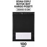 Royaleks Siyah Cepli Büyük Boy Kargo Poşeti 35X45+5 cm 100 Adet