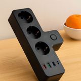 Royaleks Termal Korumalı Duvar Prizi - 3xpriz 3xusb 1xtype-C (Siyah) - Renkli - Standart