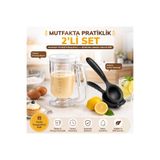 ROYALGROSS Beyaz Hamur Porsiyonlayıcı & Döküm Limon Sıkacağı 2'li Set | Kek Pancake Cupcake Hamur Dispenseri
