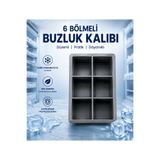 ROYALGROSS Büyük Boy 6'lı Silikon Küp Buz Kalıbı – Dev Buz Küpleri İçin Esnek ve Dayanıklı Buz Yapma Kalıbı – İçecek, Kokteyl ve Viski Buzu FÜME