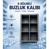 royalgross Büyük Boy 6\'lı Silikon Küp Buz Kalıbı – Dev Buz Küpleri Için Esnek ve Dayanıklı Buz Yapma Kalıbı – Içecek, Kokteyl ve Viski Buzu Füme