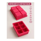 ROYALGROSS Büyük Boy 6'lı Silikon Küp Buz Kalıbı – Dev Buz Küpleri İçin Esnek ve Dayanıklı Buz Yapma Kalıbı – İçecek, Kokteyl ve Viski Buzu Pembe