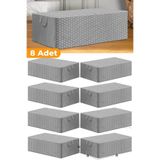 ROYALHOUSE 8 Adet - Gri Benekli Büyük Boy Baza Altı Ve Çekyat Tipi Hurç 65 x 45 x 22 cm