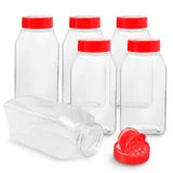 ROYALHOUSE Kırmızı kapaklı plastik baharat kavanozu, şeffaf ve güvenli plastik şişe kabı, baharatları, yeşillikleri ve baharat tozlarını saklamak için karıştırma kabı, BPA içermez