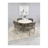 ROYALİSA TABLE CHAİR ROYALİSA LARA 4 KİŞİLİK KAPUÇİNO YEMEK MASASI TAKIMI – MODERN METAL AYAKLI