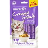 Royalist Premium Kedi Maması Creamy Snack Tavuklu ve Karidesli 75 Gr x 4 Adet Lezzetli Ödül