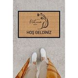RoyalMoni Kişiye Özel Üretim Hoş Geldiniz Nature Shop Yazılı Kapı Önü Paspası Kahverengi