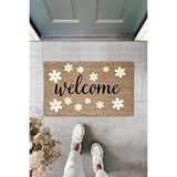 RoyalMoni Papatyalı Welcome Dekoratif Iç Ve Dış Kapı Önü Paspası 40 X 60 Cm Kahverengi