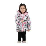 Royalside Kız Çocuk Içi Polarlı Kürklü Kapüşonlu Girls Yazılı Kelebek Desenli Kışlık Şişme Mont Beyaz