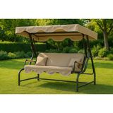 Royalune Furniture Metal Salıncak - Dayanıklı ve Konforlu - Destekli Oturma Alanı - Krem