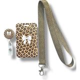 Royalvance Leopar ve Beyaz Fiyonk Yoyo, Boyun Askı Ipi ve Sürgülü Kartlık 3’lü Set
