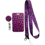 Royalvance Pembe Leopar Desenli Yoyo, Boyun Askı Ipi ve Sürgülü Kartlık 3’lü Set